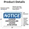 Signmission Elevator Certificates Are Located In The Office, 5 in W x Rectangle, Vinyl Decal OS-2PACK-NS-D-35-L-11716 - alternate 2